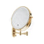 200mm Fienza Round Framed 1&5x Magnifier Rechargeable LED Mirror with Swivel Arm Brushed Gold