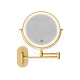 200mm Fienza Round Framed 1&5x Magnifier Rechargeable LED Mirror with Swivel Arm Brushed Gold