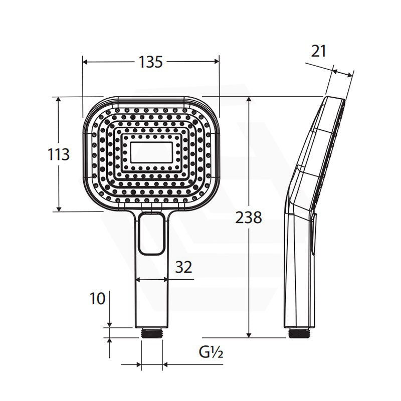 Fienza Kuro ABS 3 Functions Square Handheld Shower Head Variant Colour Available