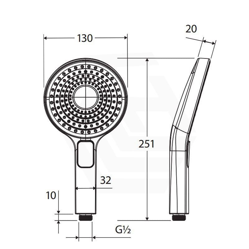 Fienza Kuro ABS 3 Functions Round Handheld Shower Head Variant Colour Available