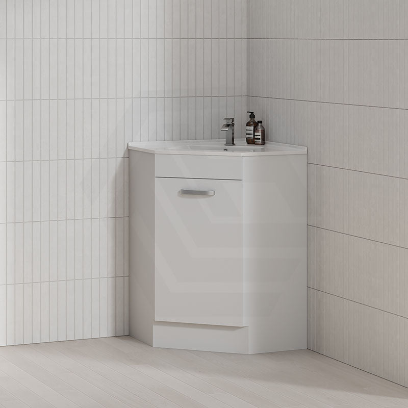 600/900mm Corner Vanity Gloss White E0 Board Freestanding Kickboard Cabinet for Bathroom