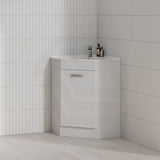 600/900mm Corner Vanity Gloss White E0 Board Freestanding Kickboard Cabinet for Bathroom