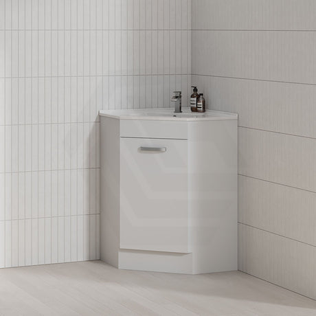 600/900mm Corner Vanity Gloss White E0 Board Freestanding Kickboard Cabinet for Bathroom