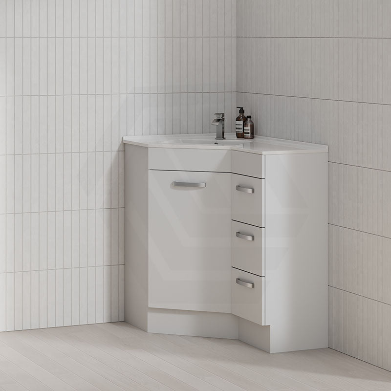 600/900mm Corner Vanity Gloss White E0 Board Freestanding Kickboard Cabinet for Bathroom