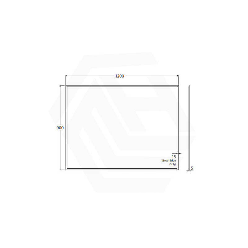 1200x900mm Fienza Pencil Edge Rectangular Wall Mirror Glue on Vertical or Horizontal Installation