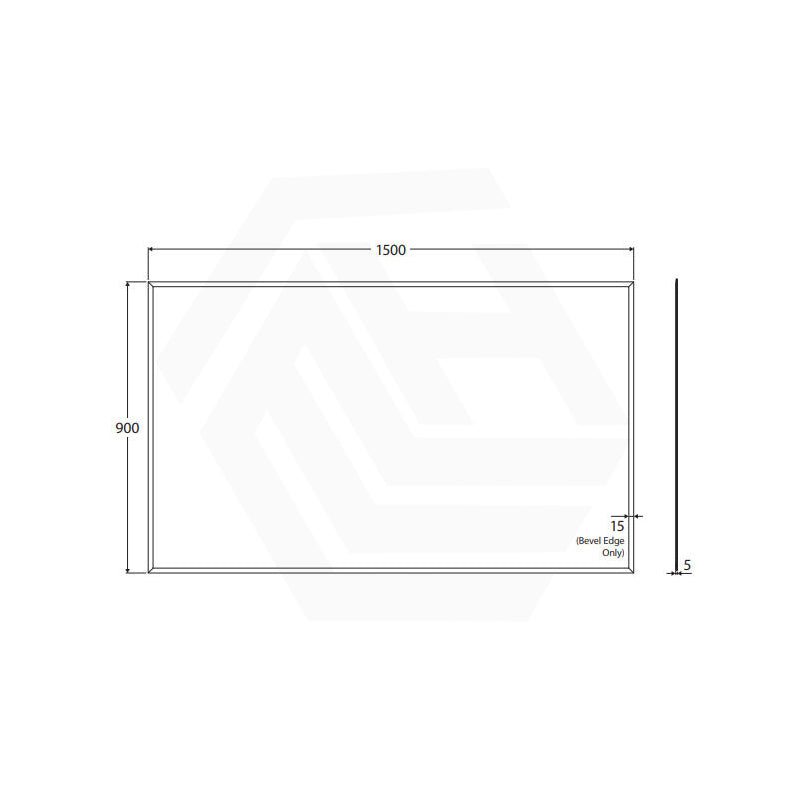 1500x900mm Fienza Pencil Edge Rectangular Wall Mirror Glue on Vertical or Horizontal Installation
