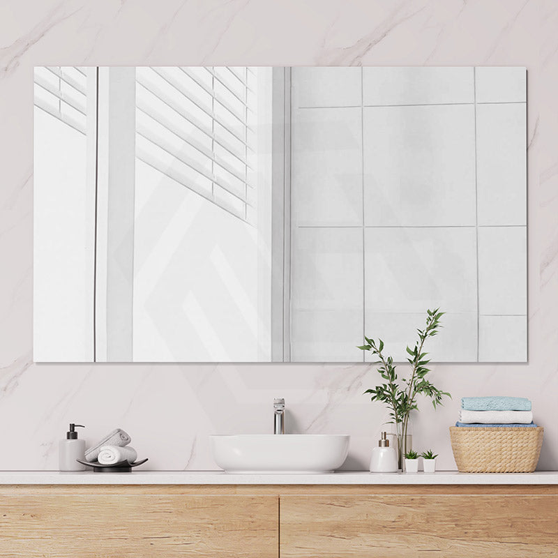 600/750/900/1200/1500/1800mm Fienza Pencil Edge Rectangular Wall Mirror Glue on Vertical or Horizontal Installation
