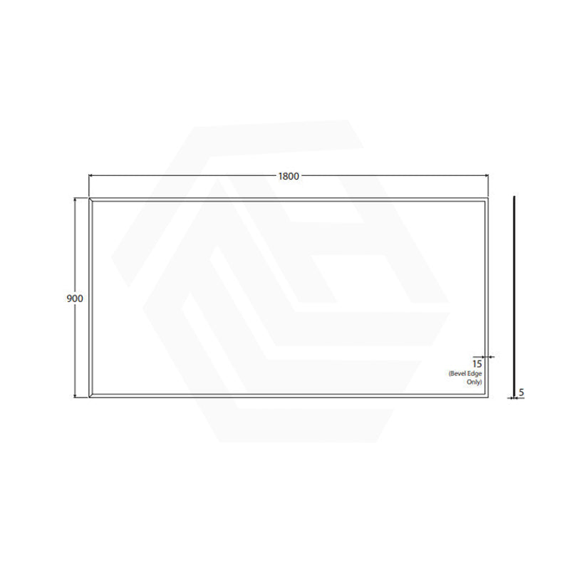 1800x900mm Fienza Pencil Edge Rectangular Wall Mirror Glue on Vertical or Horizontal Installation