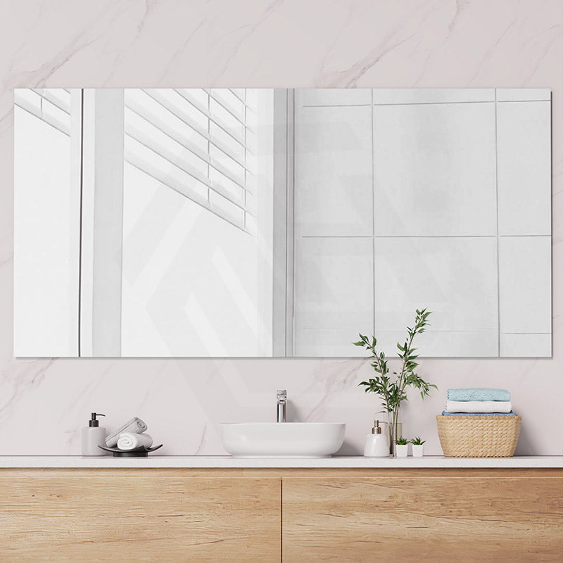 600/750/900/1200/1500/1800mm Fienza Pencil Edge Rectangular Wall Mirror Glue on Vertical or Horizontal Installation