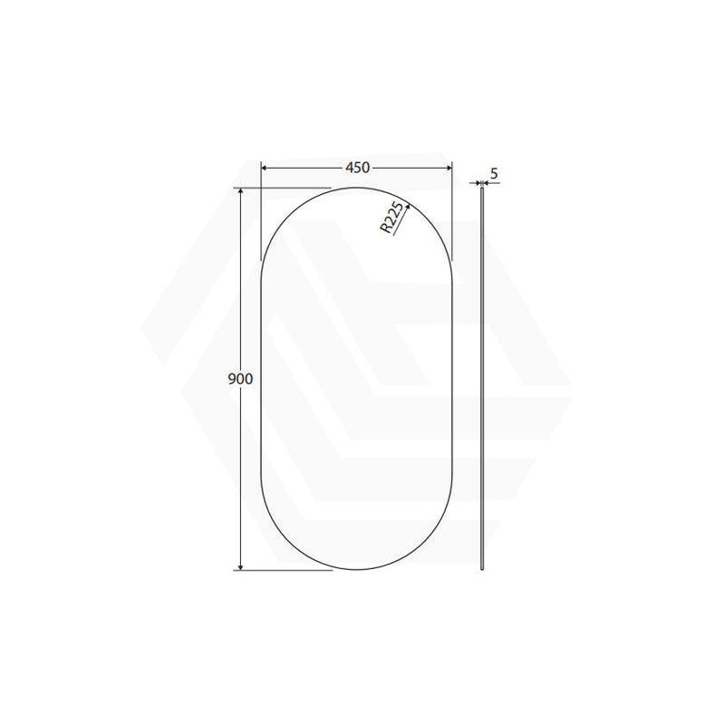 450mm Fienza Polished Pencil Edge Oval Wall Mirror