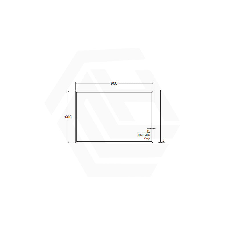 600x900mm Fienza Pencil Edge Rectangular Wall Mirror Glue on Vertical or Horizontal Installation