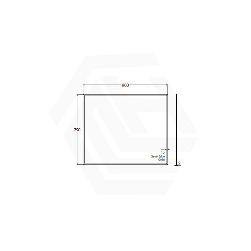 750x900mm Fienza Pencil Edge Rectangular Wall Mirror Glue on Vertical or Horizontal Installation