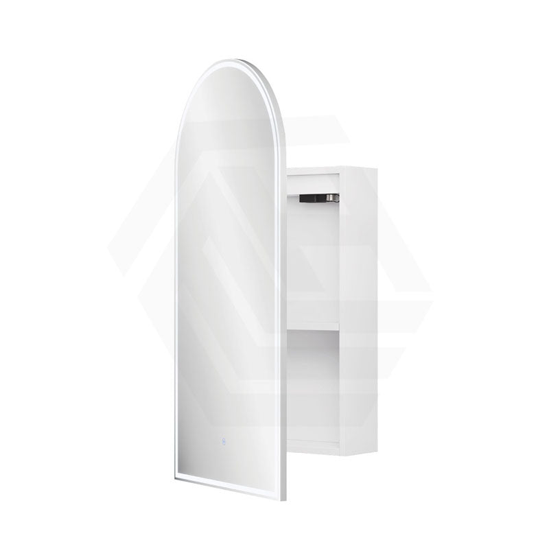 450x900x153mm Fienza Arch Pencil Edge Mirror MDF Board LED Shaving Cabinet Left/Right Hinge Matt White