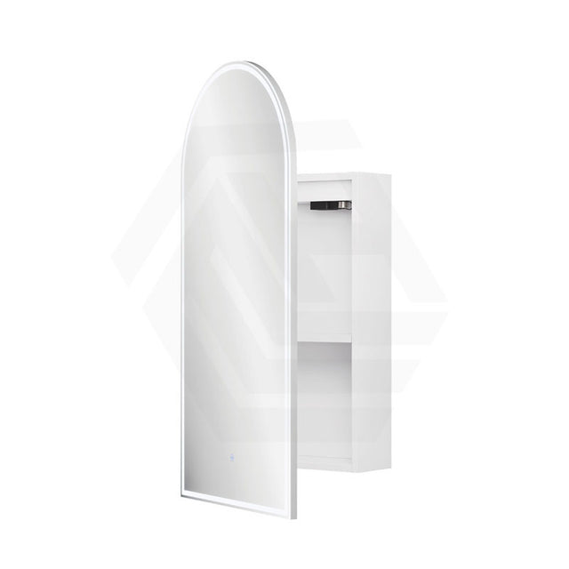 450x900x153mm Fienza Arch Pencil Edge Mirror MDF Board LED Shaving Cabinet Left/Right Hinge Matt White
