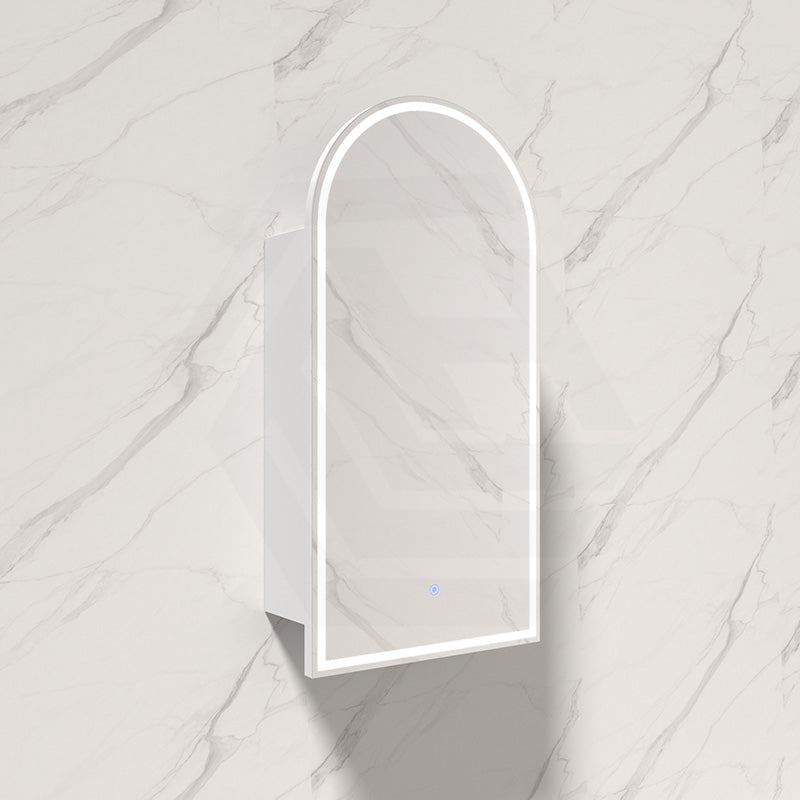 450x900x153mm Fienza Arch Pencil Edge Mirror MDF Board LED Shaving Cabinet Left/Right Hinge Matt White