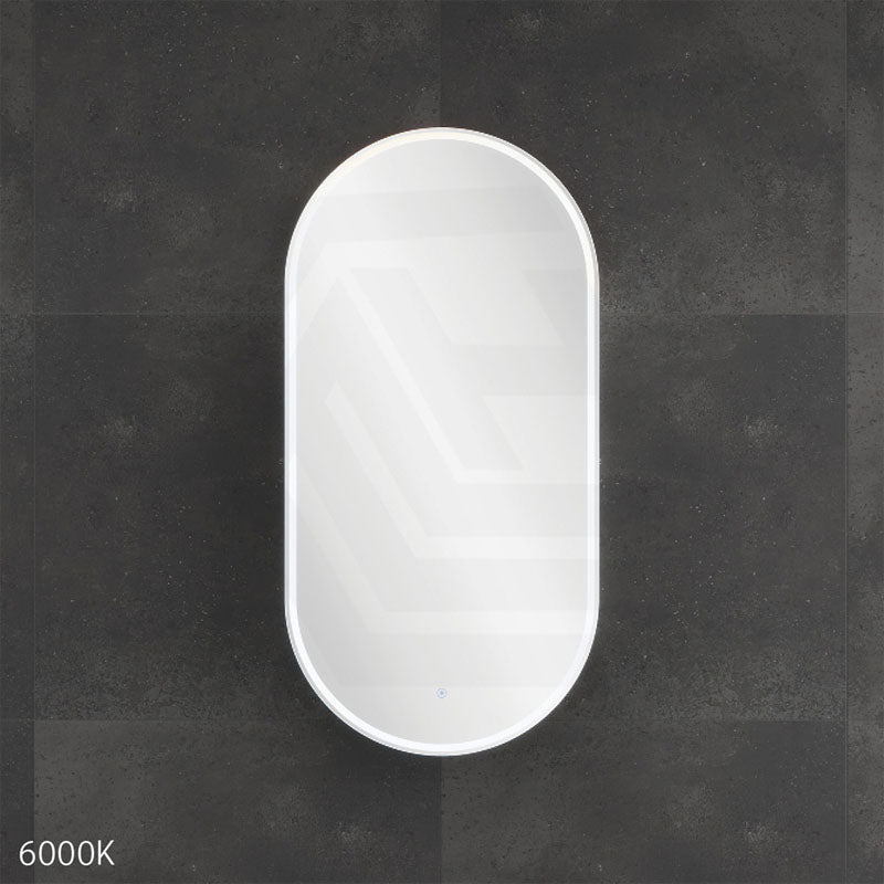 450x900x153mm Fienza Pill Shape Pencil Edge Mirror MDF Board LED Shaving Cabinet Left/Right Hinge Matt White