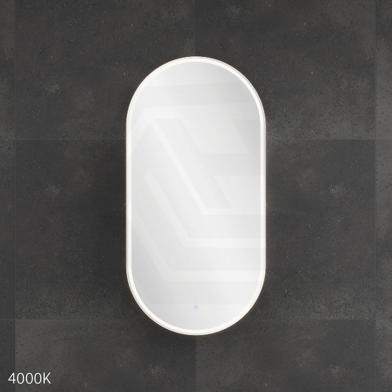 450x900x153mm Fienza Pill Shape Pencil Edge Mirror MDF Board LED Shaving Cabinet Left/Right Hinge Matt White
