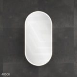 450x900x153mm Fienza Pill Shape Pencil Edge Mirror MDF Board LED Shaving Cabinet Left/Right Hinge Matt White