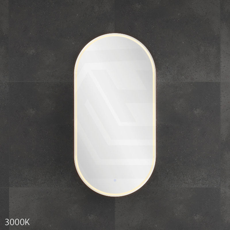 450x900x153mm Fienza Pill Shape Pencil Edge Mirror MDF Board LED Shaving Cabinet Left/Right Hinge Matt White