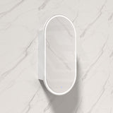 450x900x153mm Fienza Pill Shape Pencil Edge Mirror MDF Board LED Shaving Cabinet Left/Right Hinge Matt White
