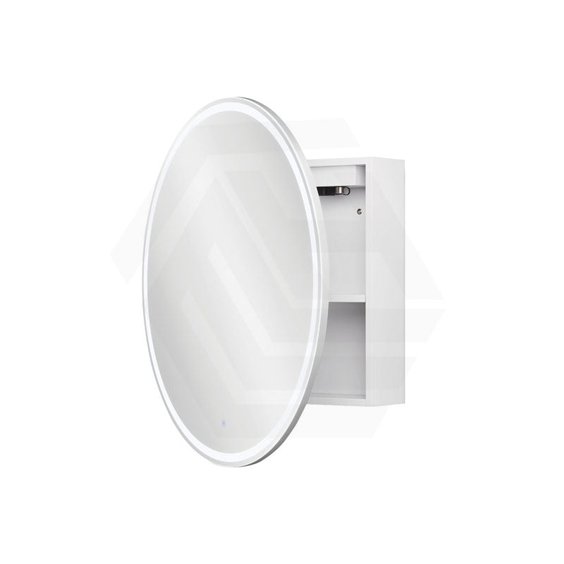 750x750x153mm Fienza Round Pencil Edge Mirror MDF Board LED Shaving Cabinet Matt White