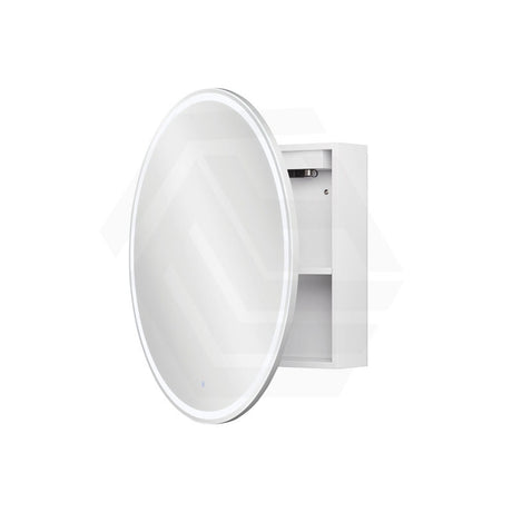 750x750x153mm Fienza Round Pencil Edge Mirror MDF Board LED Shaving Cabinet Matt White