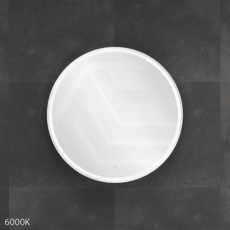 750x750x153mm Fienza Round Pencil Edge Mirror MDF Board LED Shaving Cabinet Matt White