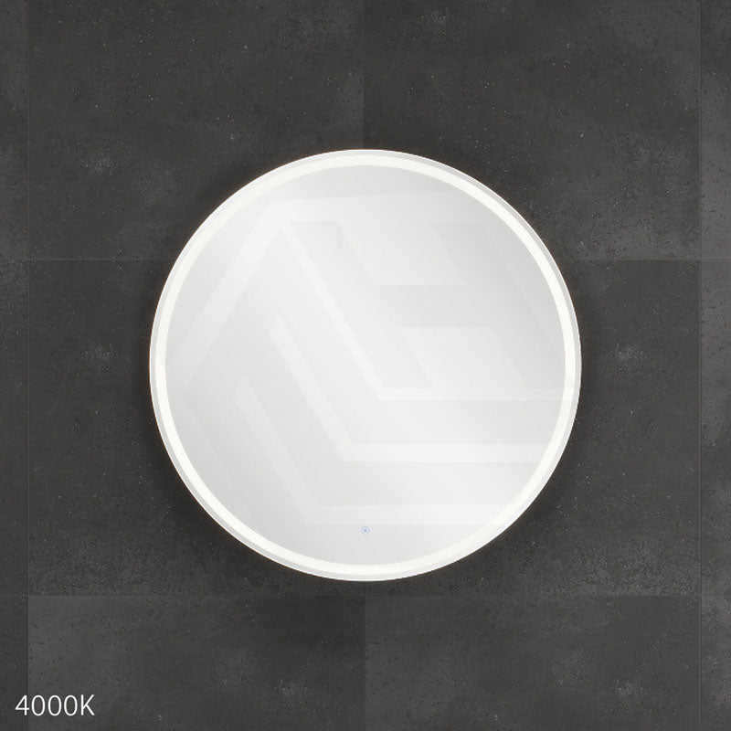 750x750x153mm Fienza Round Pencil Edge Mirror MDF Board LED Shaving Cabinet Matt White