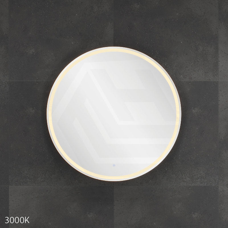750x750x153mm Fienza Round Pencil Edge Mirror MDF Board LED Shaving Cabinet Matt White