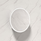 750x750x153mm Fienza Round Pencil Edge Mirror MDF Board LED Shaving Cabinet Left/Right Hinge Matt White