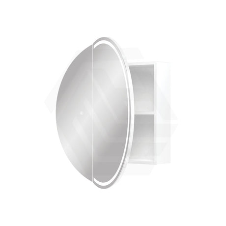 750x750x153mm Fienza Round Split Pencil Edge Mirror MDF Board LED Shaving Cabinet Left Hinge Only Matt White