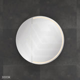 750x750x153mm Fienza Round Split Pencil Edge Mirror MDF Board LED Shaving Cabinet Left Hinge Only Matt White