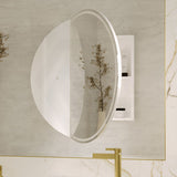 750x750x153mm Fienza Round Split Pencil Edge Mirror MDF Board LED Shaving Cabinet Left Hinge Only Matt White