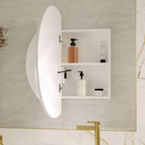 750x750x153mm Fienza Round Split Pencil Edge Mirror MDF Board LED Shaving Cabinet Left Hinge Only Matt White