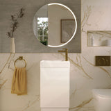 750x750x153mm Fienza Round Split Pencil Edge Mirror MDF Board LED Shaving Cabinet Left Hinge Only Matt White