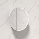 750x750x153mm Fienza Round Split Pencil Edge Mirror MDF Board LED Shaving Cabinet Left Hinge Only Matt White