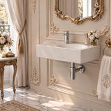 Fienza Reba Rectangular Wall Hung Ceramic Left / Right Bowl Basin 600x425x150mm - Gloss White