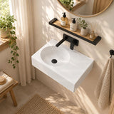 Fienza Reba Rectangular Wall Hung Ceramic Left / Right Bowl Basin 600x425x150mm - Gloss White