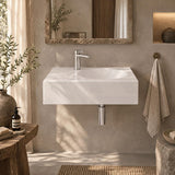 Fienza Reba Rectangular Wall Hung Ceramic Left / Right Bowl Basin 600x425x150mm - Gloss White