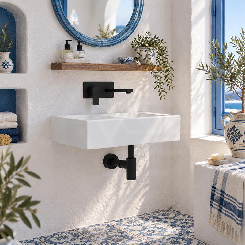 Fienza Reba Rectangular Wall Hung Ceramic Left / Right Bowl Basin 600x425x150mm - Gloss White