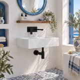 Fienza Reba Rectangular Wall Hung Ceramic Left / Right Bowl Basin 600x425x150mm - Gloss White