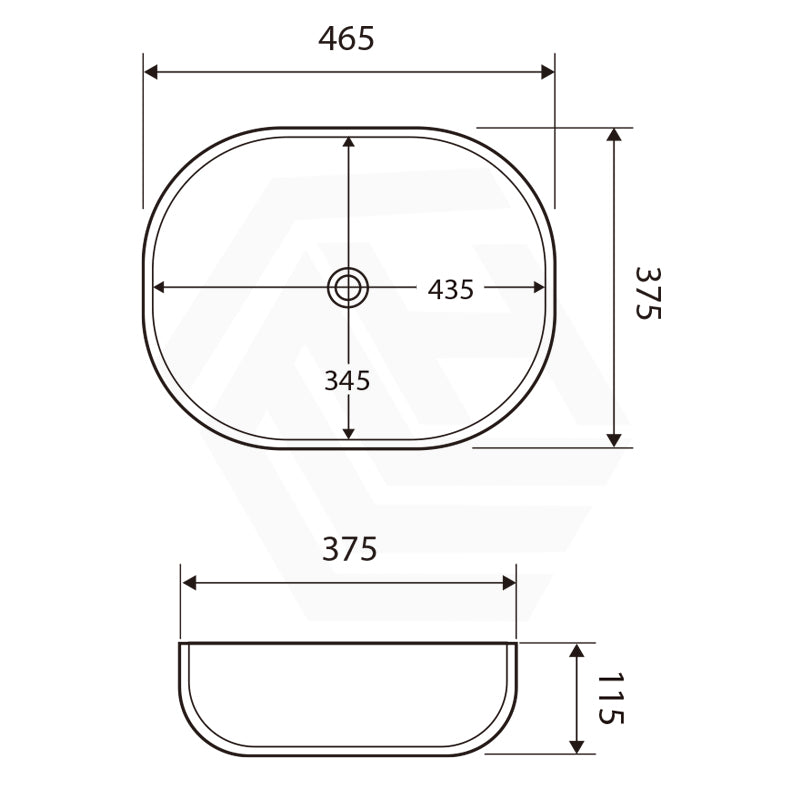 465x375x115mm Fienza Koko Rectangle Above Counter Ceramic Basin Thin Edge - Colours Available