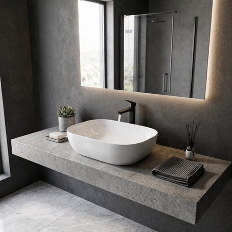 465x375x115mm Fienza Koko Rectangle Above Counter Ceramic Basin Thin Edge - Colours Available