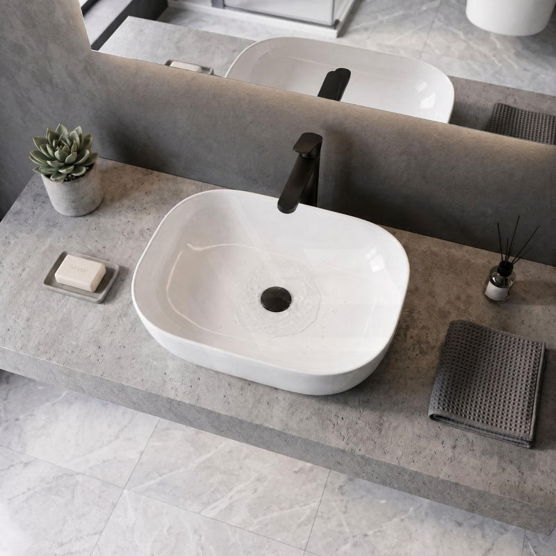 465x375x115mm Fienza Koko Rectangle Above Counter Ceramic Basin Thin Edge - Colours Available
