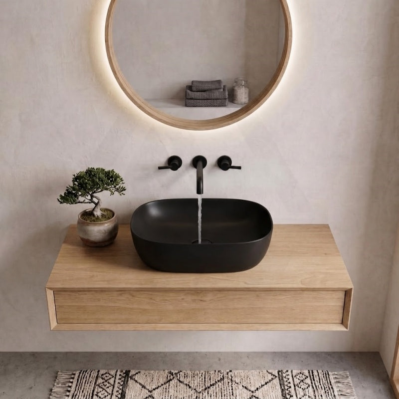 465x375x115mm Fienza Koko Rectangle Above Counter Ceramic Basin Thin Edge - Colours Available
