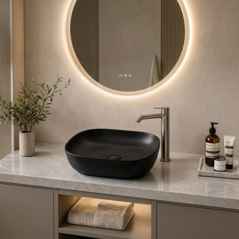 465x375x115mm Fienza Koko Rectangle Above Counter Ceramic Basin Thin Edge - Colours Available