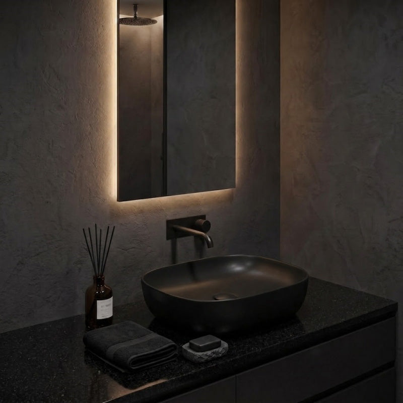 465x375x115mm Fienza Koko Rectangle Above Counter Ceramic Basin Thin Edge - Colours Available