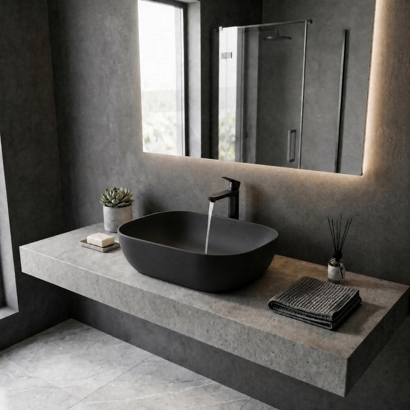 465x375x115mm Fienza Koko Rectangle Above Counter Ceramic Basin Thin Edge - Colours Available