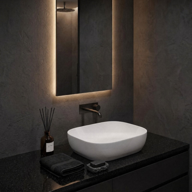 465x375x115mm Fienza Koko Rectangle Above Counter Ceramic Basin Thin Edge - Colours Available