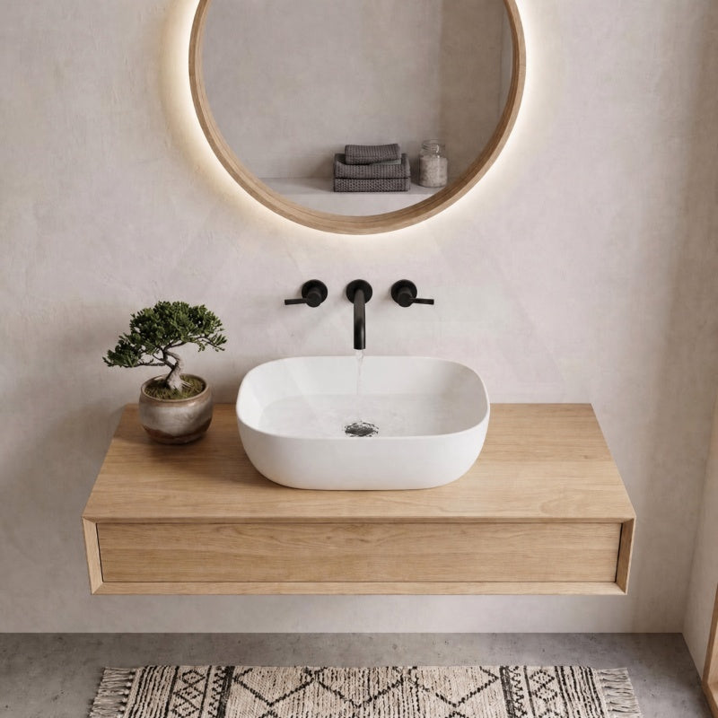 465x375x115mm Fienza Koko Rectangle Above Counter Ceramic Basin Thin Edge - Colours Available
